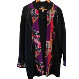 Koos Of Course Long Wool Silk Vintage Long Sweater Open Art Deco Bohemian Large